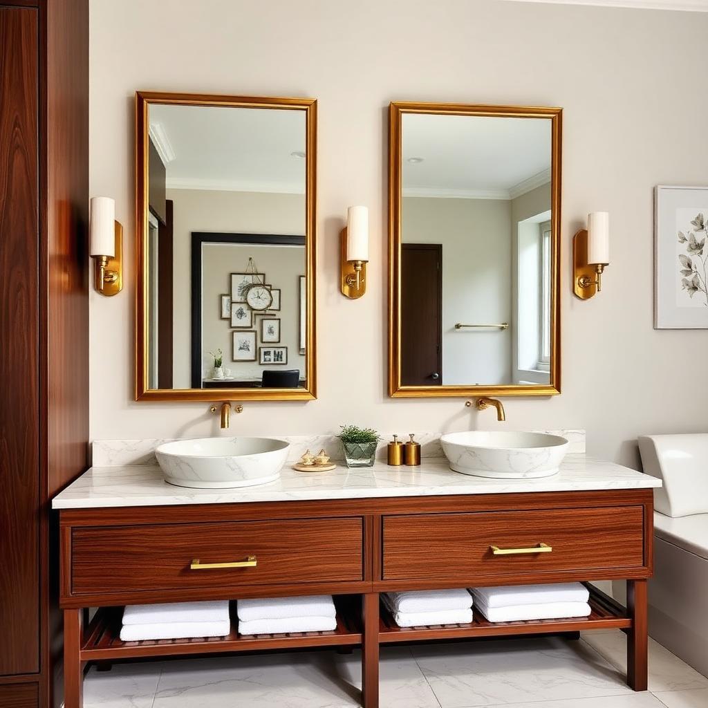 Walnut Double Vanity Suite