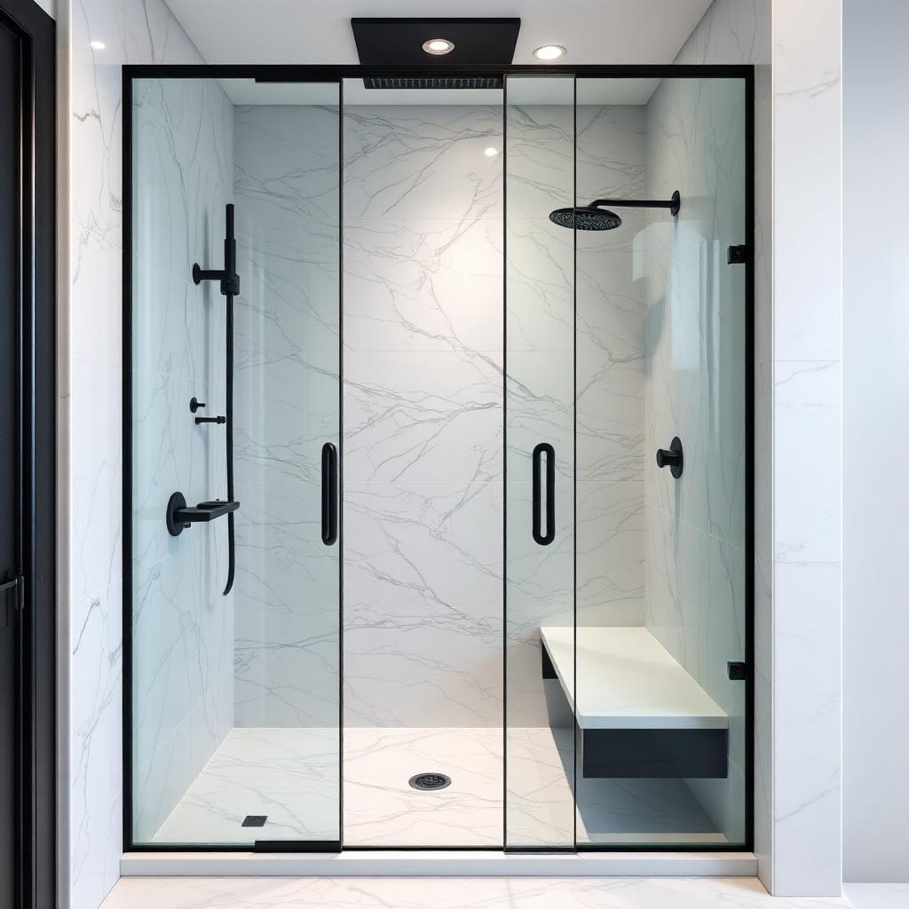 Marble Walk-In Shower Enclosure