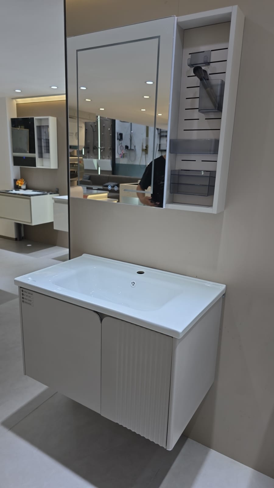 Fluted Wall Vanity — Stone