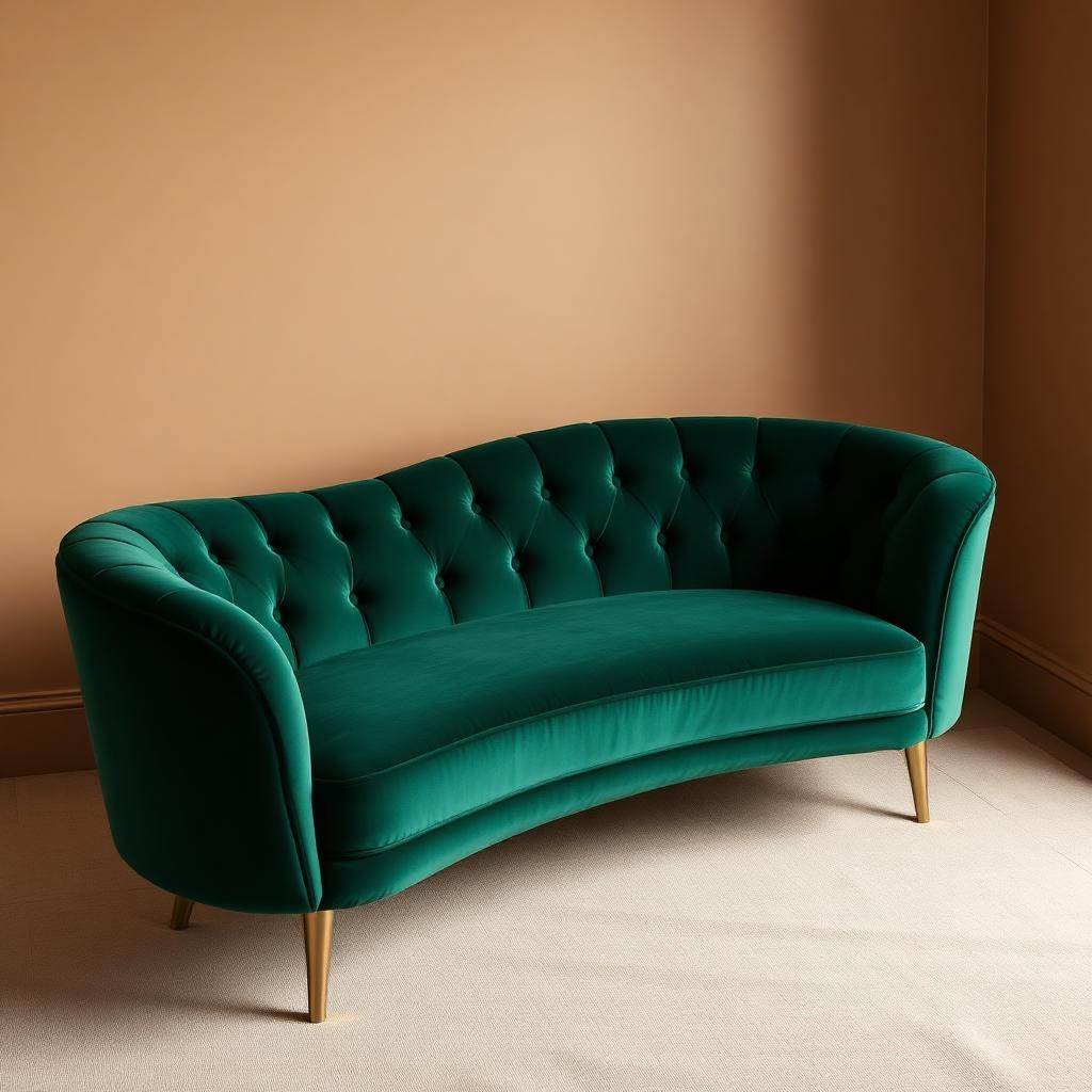 Emerald Curved Velvet Sofa