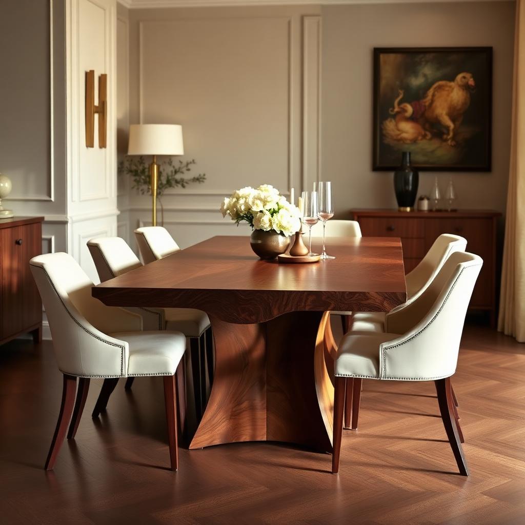 Walnut Sculpted Dining Table