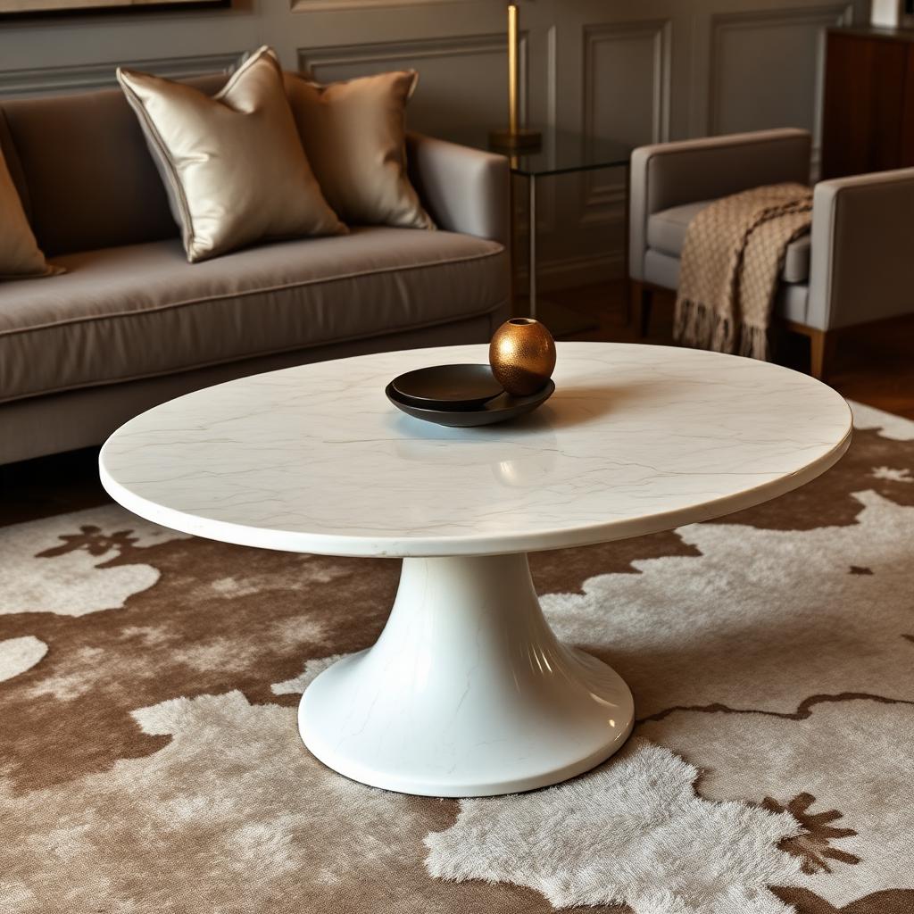 Travertine Oval Coffee Table