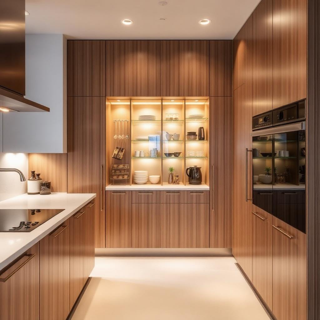 Fluted Walnut Pantry Wall