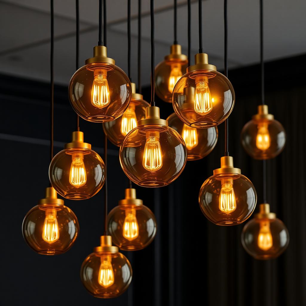 Amber Globe Pendant Cluster