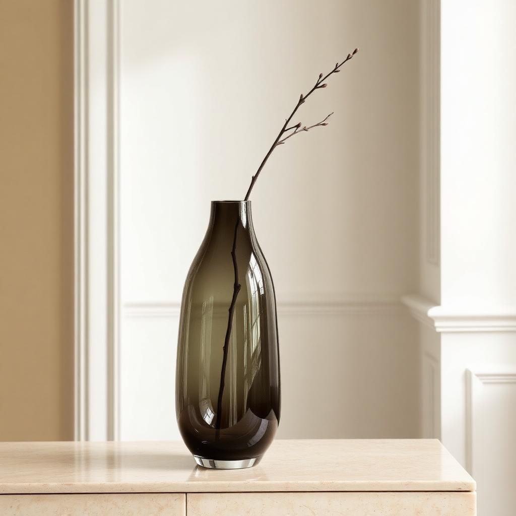 Smoked Glass Sculptural Vessel